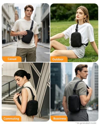 Image of OSOCE Sling Bag for Men, Crossbody Bag with Adjustable Strap, Black, 0.5S