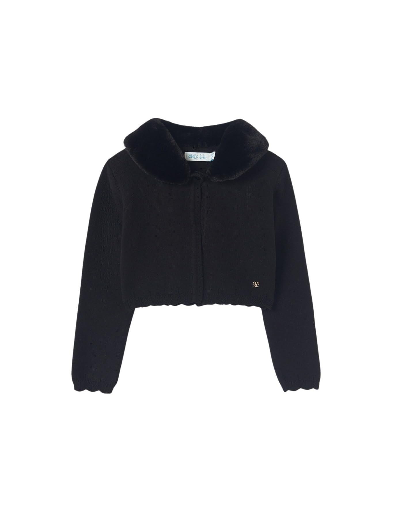 Abel & Lula Cardigan Tricot Colletto pell per Bambine e Ragazze Nero 5 Anni (110cm)