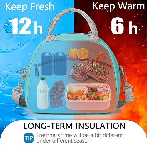 Lunch Bag Women Insulated Lunch Bag For Men Waterproof Lunch Cooler Bag Insulated Lunch Box For Women Portable Reusable Lunch Bag Two-Tone,With Adjustable Straps Can Be Used For Work,Green&Grey #TOP2