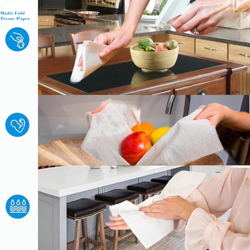 Image of Ella Multi Fold Tissue Paper I 2600 Sheets I Pack of 20 I Soft & Absorbent 1 Ply M Fold Tissue Paper Bulk Pack for Commercial Office Home Use, Kitchen, Bathroom, Travel | Free Check Duster Cloth