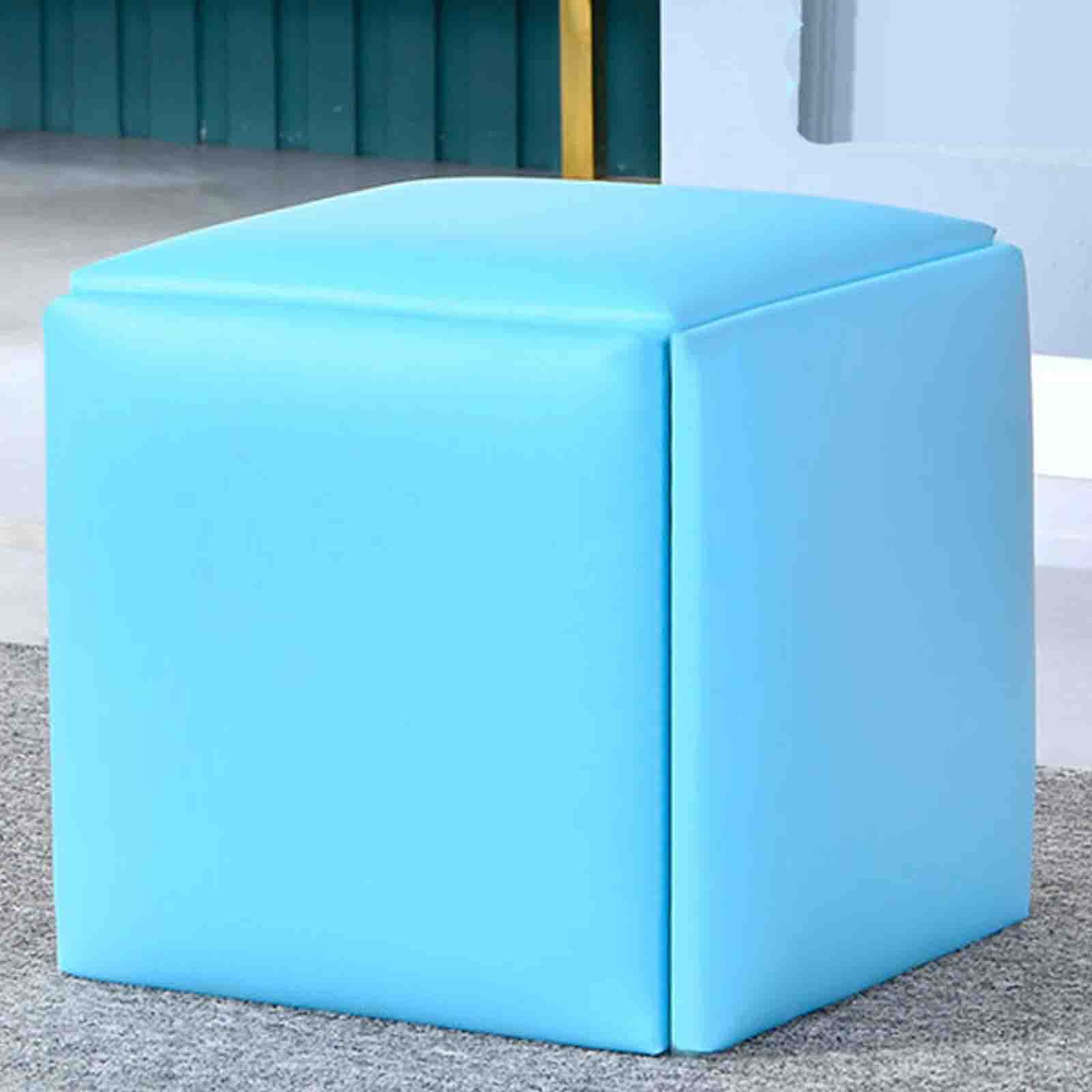 Tabouret gigogne 5 en 1 en cuir bleu pour recevoir vos invités dans le salon