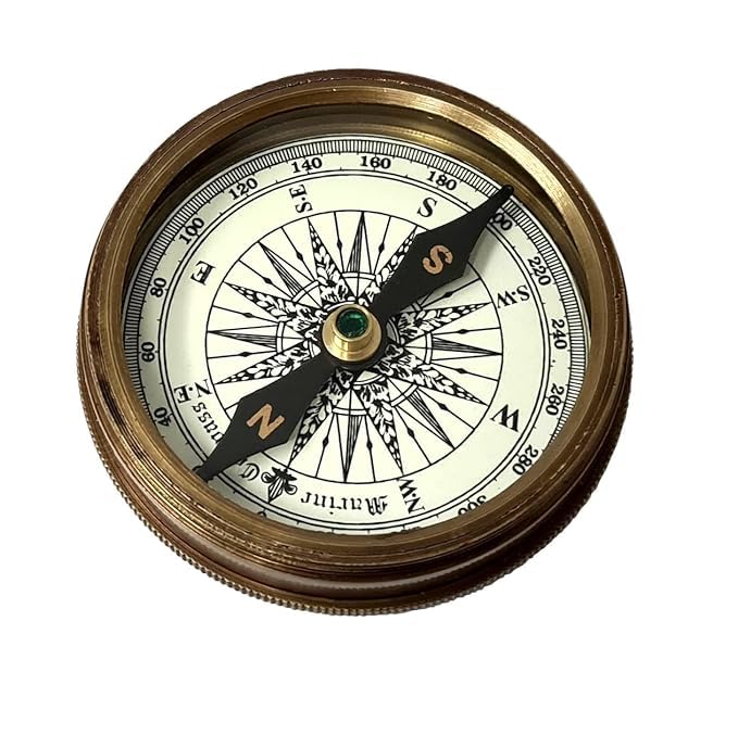 AH Enterprises Vintage Style Brass Maritime Compass, Decorative Navigation Instrument-image-12