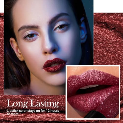Ktouler Matte To Glitter Shine Lipstick,Diamond High Pigmented Metallic Lips Makeup Long Lasting Waterproof Glitter Sparkly Glossy Lip Gloss For Women thumb #2