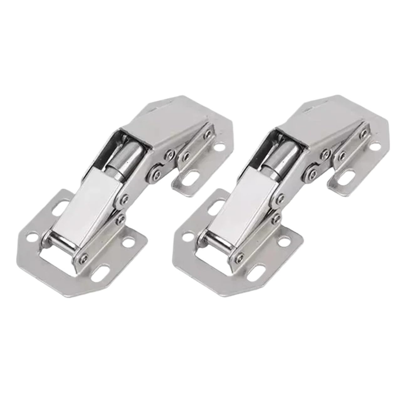 Cidegoo 2Pcs Cabinet Hinges Hinges Stainless Steel 90 Degree No-Drilling Hole Silver Kitchen Cabinet Cupboard Furniture Hardware Accessories For Cupboard Furniture(2Pcs)