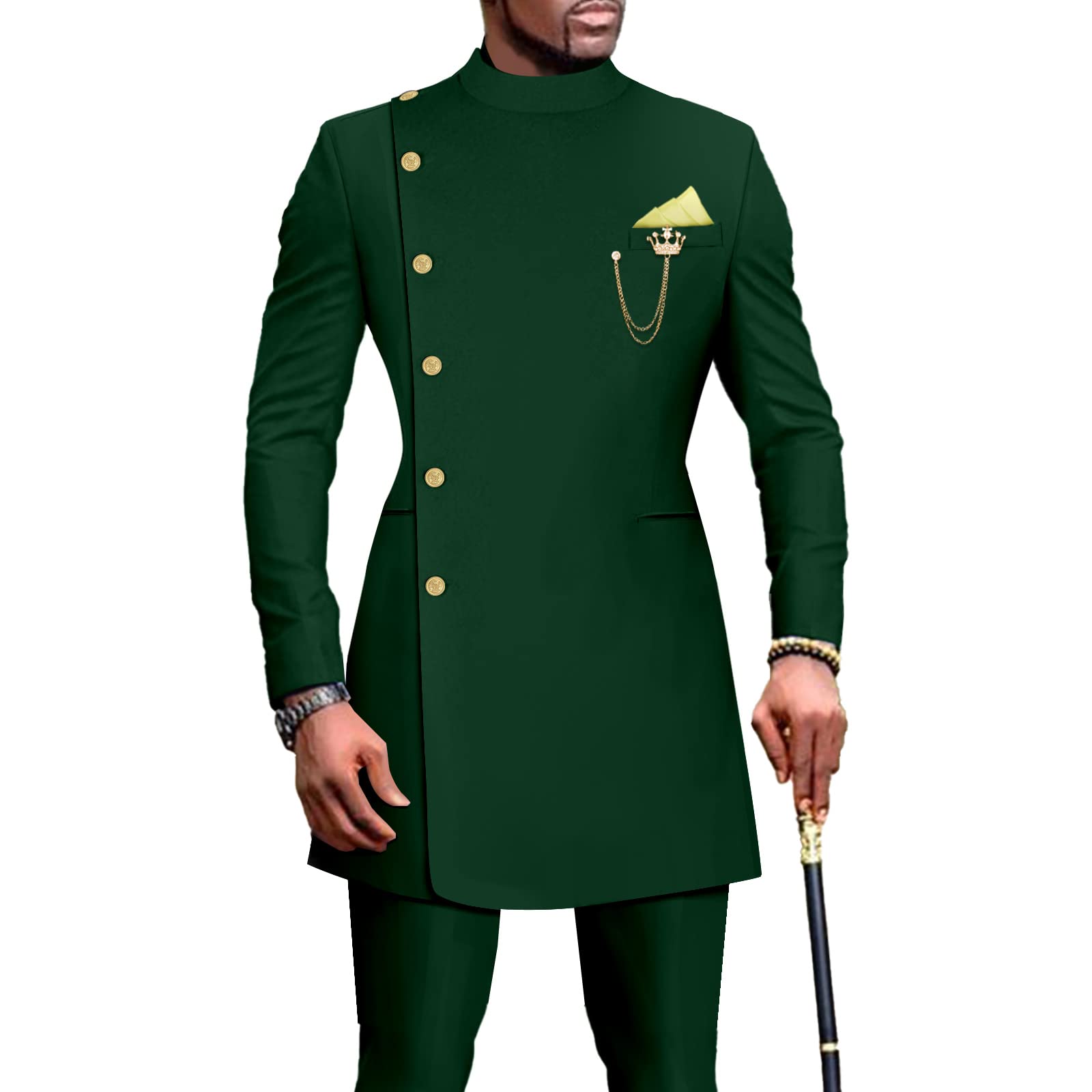 African Suits for Men Single Breasted Blazer and Pants 2 Piece Set Dashiki Outfits Ankara Attire for Wedding