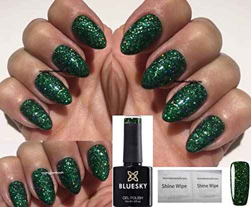 Bluesky Green Glitter Diamond Sparkle BLZ23 Nail Gel Polish UV LED Soak Off 10ml