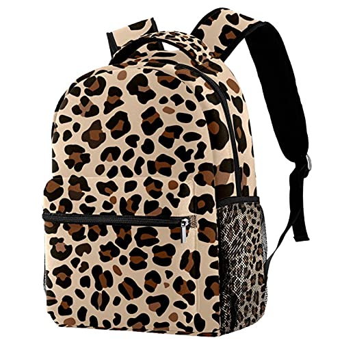 Sac à dos imprimé léopard vert multicolore avec poches pour fille et garçon