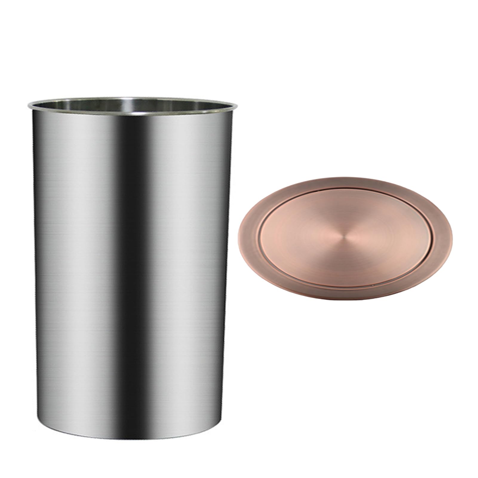 DFGHNBVC Built-In Countertop Flap Cover, Hidden Stainless Steel Garbage Can With Swing Lid, Desktop Embedded Trash Can Flap Lid For Worktop Office Kitchen,Copper-One Size,Copper-One Size