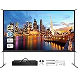 Projector Screen with Stand 180 inch, Upgraded Front or Rear Projection 180in 4K 16:9 HD, Portable...