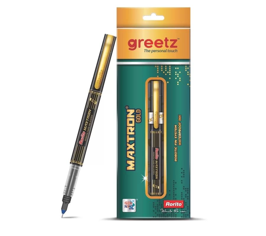 Rorito Maxtron Gold Pen – Blue Ink | Smooth & Fast Writing Pen with Comfortable Grip | Long Writing Performance | Ideal for School, College & Office Use | Pack of 1 Pen-image-31