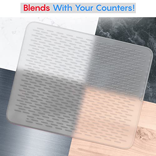 Extra Large (30 inch by 24 inch) heavy duty silicone dish drying mat for kitchen counters by MonsterMat (Translucent, XL - 30"x24") by HIGHERHUMAN - Image 3