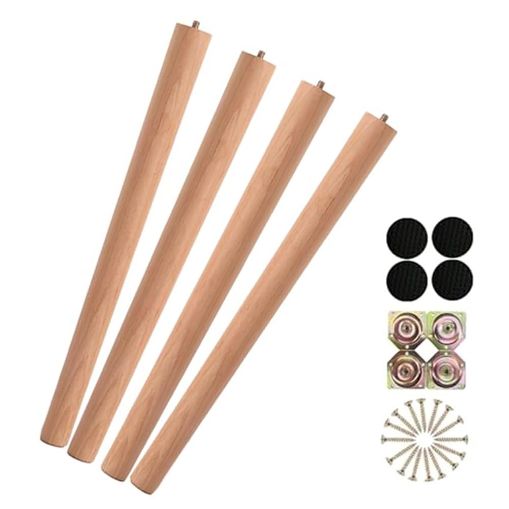 MESCXTY 12" 16" 18" Wood Table Legs, Tapered Round Furniture Set of 4 Solid Replacement Desk Legs for Coffee Cupboard Dresser Night Stand Sofae(10cm/4in)