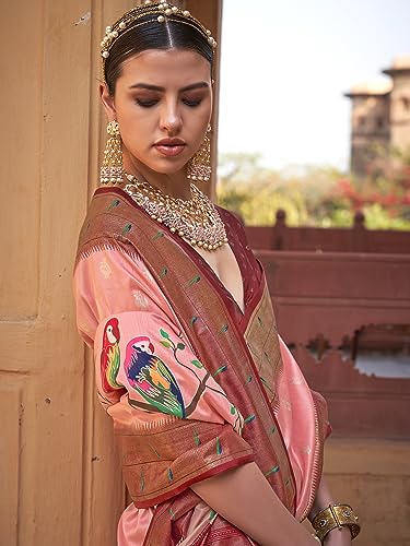 SAREE MALL peach banarasi silk saree – image 3