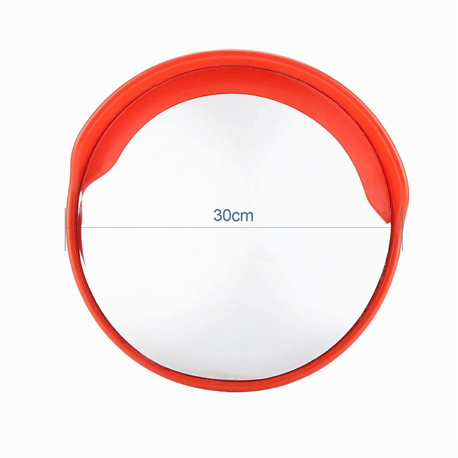 Specchio Convesso di Sicurezza Stradale, 30cm, Circolare, Arancione, con Copertura Antipioggia, per Interni ed Esterni