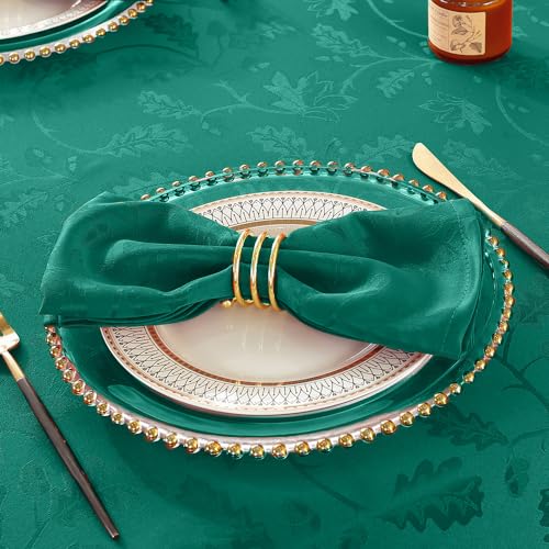 MATIRUG Christmas Cloth Napkins [4 Pack, 20x20 Inch] Polyester Washable and Reusable Table Dinner Napkins for Hotel, Lunch, Restaurant, Weddings, Event and Parties,Green