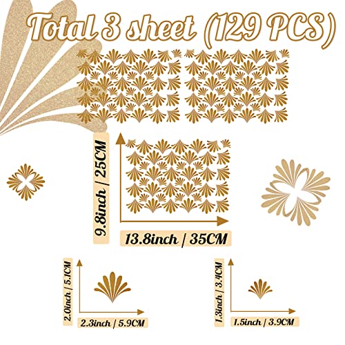 129 Pcs Gold Leaves Wall Stickers,Modern Flower Wall Decals,Art Leaf Wall Sticker,Vinyl Flower Wall Sticker Living Room Decor,Peel And Stick Modern Wall Sticker For Kid Room Bedroom Kitchen Decoration #TOP2