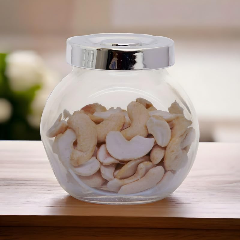 Image of Yera Spice Glass Jars with Durable Metallic Lids | for Kitchen Pantry, Snacks, Masala, Honey, Jams, Pickles, Cookies, Dry Fruits Storage | 195 ml, Set Of 12, Transparent Clear Glass-White