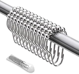 BITEFU 36 x Glänzendes Duschringe Chrom Hochwertiges Metall Aufhängeringe für Vorhang,Metall Ring für teleskopstange Duschvorhang mit Gleitsystem