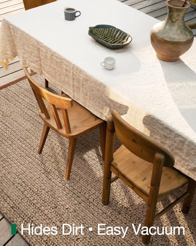 Image of Handmade Rectangular Jute Carpet Mixx Beige - Natural Fiber Rug for Living Room & Bedroom | Eco-Friendly & Durable | Size 4x6 Feet, Color- Mixx Beige