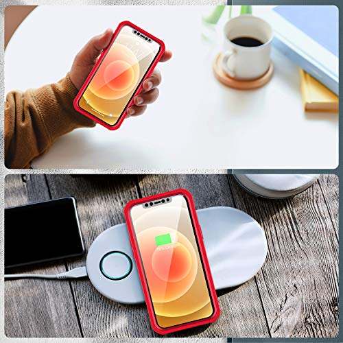 51eMLqMiXmL GOODON iPhone 12 Case,iPhone 12 Pro Case with Built-in Screen Protector,Pass 20 ft. Drop Test Military Grade Clear Cover Full Body Protective Phone Case for Apple iPhone 12/12 Pro 6.1" Nice Red - Image 7