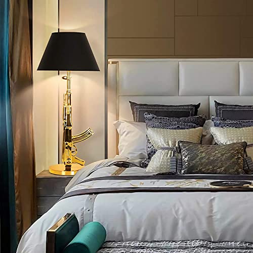 Gun Desk Lamp, Night Light Cool Table Lamp, Modern Gold Gun Lamp For Desk In Bedroom,Hotel,Living Room,Guest Room Children’s Room  (Beside Gun) #TOP2
