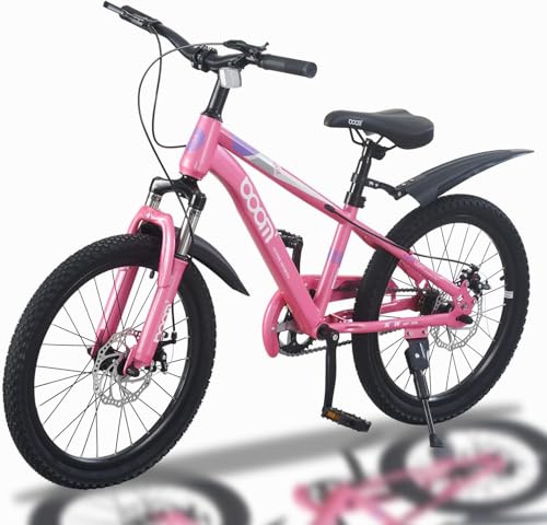 TRIOBLADE Kids Bike 18 20 22 Kids Mountain Bike for Boys and Girls Junior Mountain Bikes Children Bicycle with Shock Absorber 12.25-Inch Frame Dual Disc Brake 5-14 Years Old (Pink 18 inch)