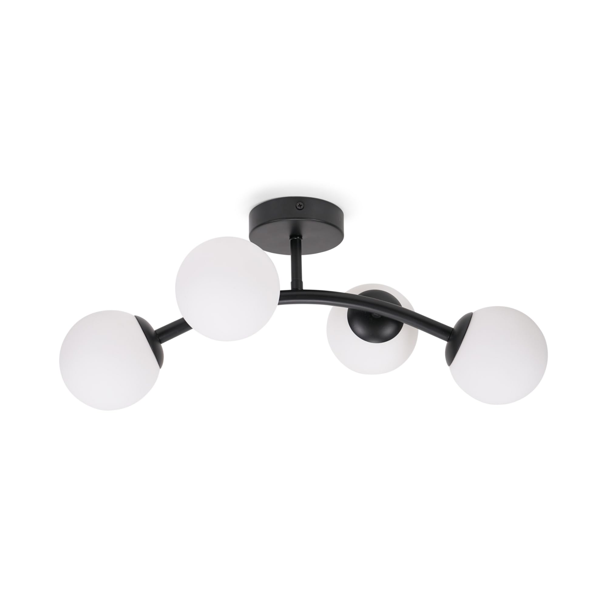 Jas 4 Way Ceiling Light - Gold - Opal White Frosted Glass Globe Shades - LED Bulbs