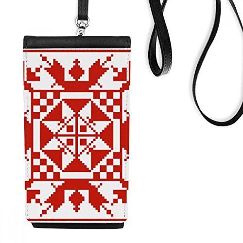 Cadeau original porte-monnaie téléphone noir et bourse en cuir motif rouge