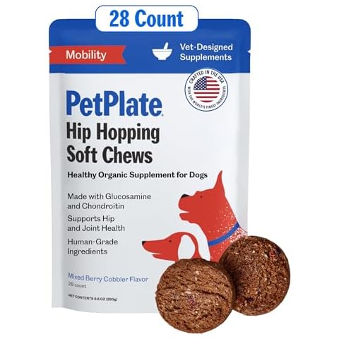 PetPlate Hip Hopping Soft Chews for Dogs, Hip and Joint Supplements, Organic and Human-Grade Ingredients, Mobility Support, Pet Supplies (Pack of 1, 9.8 Ounce) Cover