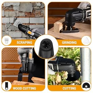 DEKOPRO Oscillating Multi Tools 2.5-Amp: 3000-22000 RPM Electric Corded Multi Tool, 6-Speed Control, 3° Oscillating Tools Angle, Soft-Grip Oscillating Saw for Wood, Plastic, Metal — photo 6 of 6
