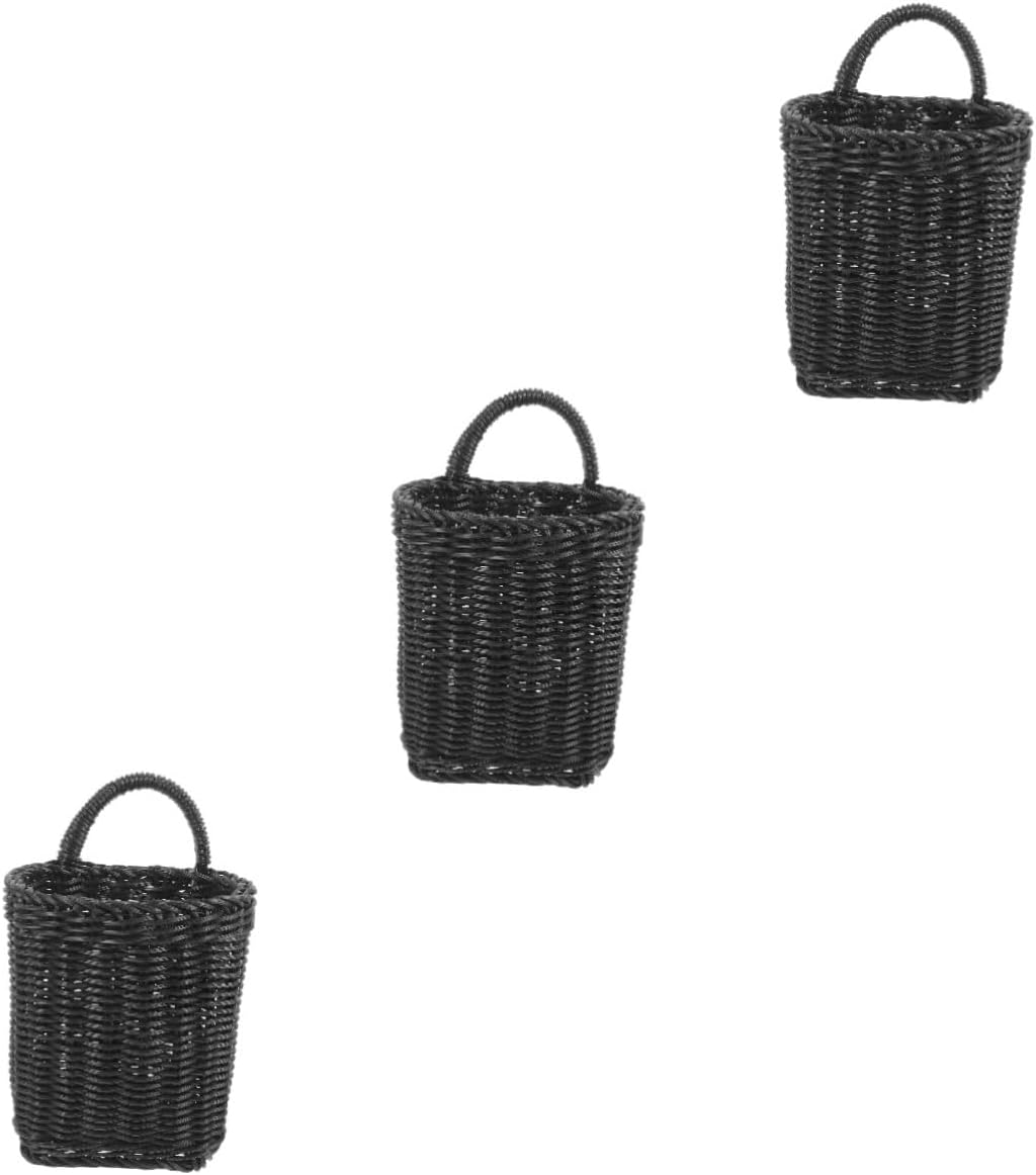 PRETYZOOM 3pcs Wall Hanging Baskets Kitchen Storage Decorative Woven Rattan Baskets for