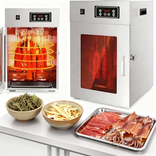 Gewerblicher Dörrautomat, Temperaturregelung 30–90 ℃, 800 W/1000 W Schnelltrocknungsleistung, LED-Anzeige, Edelstahl, Geeignet Für Fleisch, Trockenfleisch, Obst Und Kräuter 30kg/time-10LayerGrill