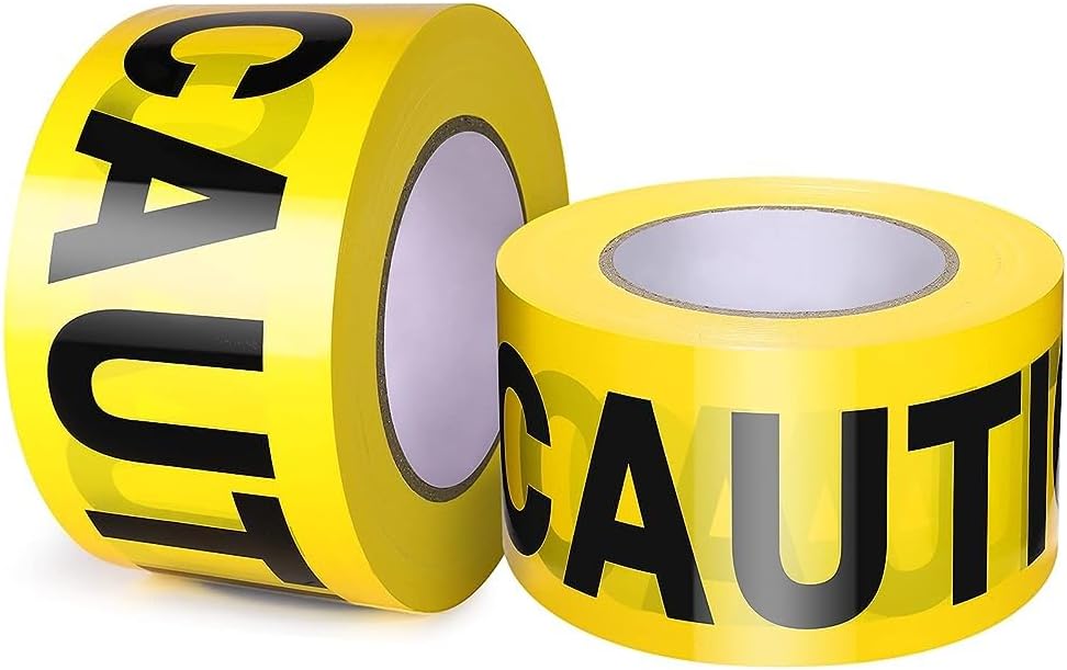 GroTheory Caution Tape 2 Pack, 3" x1000ft Safty Tape Yellow Caution Tape Roll, Halloween Decorations Construction Tape for Danger/Hazard Areas/Crime Scene Halloween Party Decorations