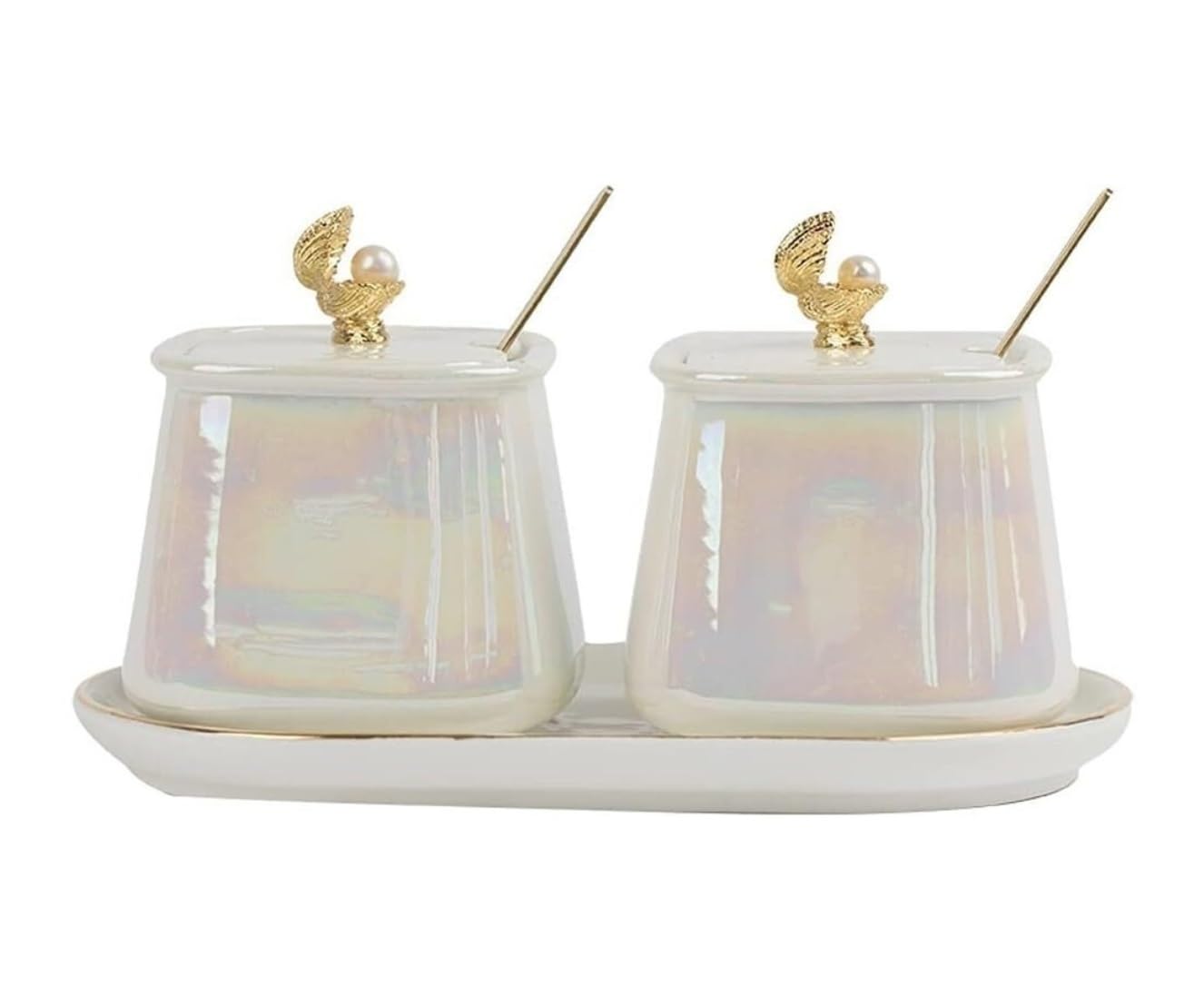 Pots à Épices Assaisonnement Box Set Ensemble De Récipients À Condiments En Céramique Avec Couvercle, Cuillère Et Plateau, Ensemble De Boîtes À Épices, Pot D'assaisonnement Pour La Cuisine Domestique