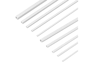 OLYCRAFT 10 Sizes ABS Plastic Hollow Tubes Plastic Square Bar Rods White...