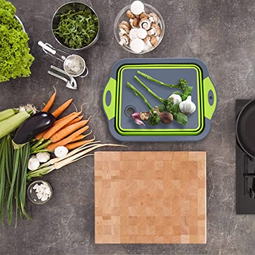 【Upgrade】D L D Collapsible Cutting Board with Colander Containers, Foldable Food Grade Silicone Dish Tub Chopping Board… – Ansicht 8