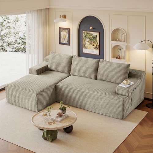 Image of 96 inch Sectional Couches for Living Room Cloud Couch Sofa with L-Shape Upholstered Boneless Couchs Modern Modular Sectional Couch with Chaise