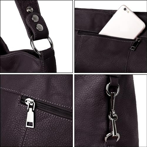 Image of YALUXE Women's Real Leather Shoulder Bags Hobo Handbags Purse Crossbody Bag