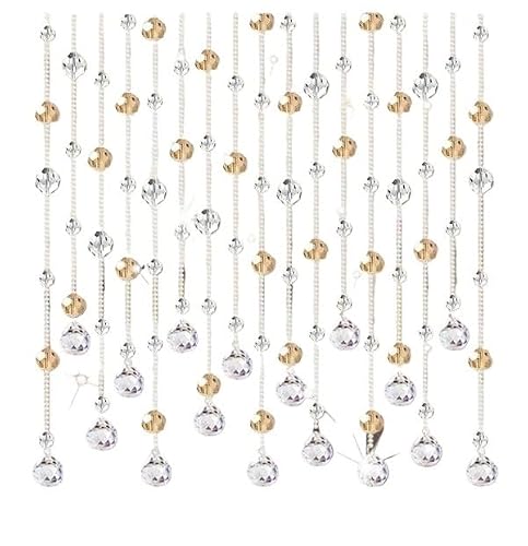 RRYPBOVG Crystal Bead Curtain Divide curtain Bathroom bedroom curtains Feng Shui screen Crystal hanging curtain Blinds Line curtain Living room beads chain(Champagne,Length 1.5M)