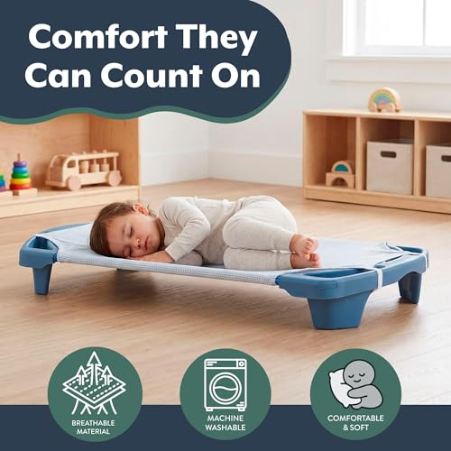 Image of Children's Factory Cot Sheets for Daycare, Toddler Size 38.5 inch x 22.5 inch, Soft Breathable Fitted Sheets, Daycare Essentials, Gingham, Set of 4