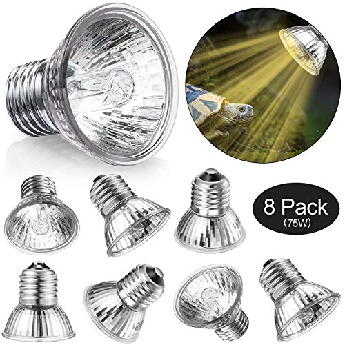 8 Paquets 75 W UVA UVB Ampoule de Lampe Chauffante Reptile Lampe Solaire à Spectre Complet UVA UVB Lampe Chauffante Bain de Soleil Lampe Chauffante UV pour Tortue, Reptile de Lézard et Amphibiens