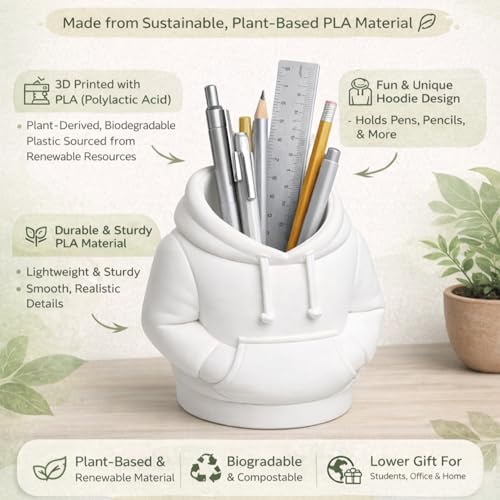 Image of Deskart Stylish 3D Printed Hoodie Shape Pen Holder | Unique Plastic Desk Organizer Stand Made with PLA Material for Office Desk and Study Table for Kids Gifting