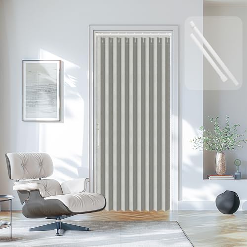 Image of AJAZZ Blackout Accordion Door with Curtain Rods Adjustable 28-52 inch Long Closet Door Curtain Invisible Applicable Bedroom Room Living Room Doorway (1 Pack, 53 W x 78 L, Grey)