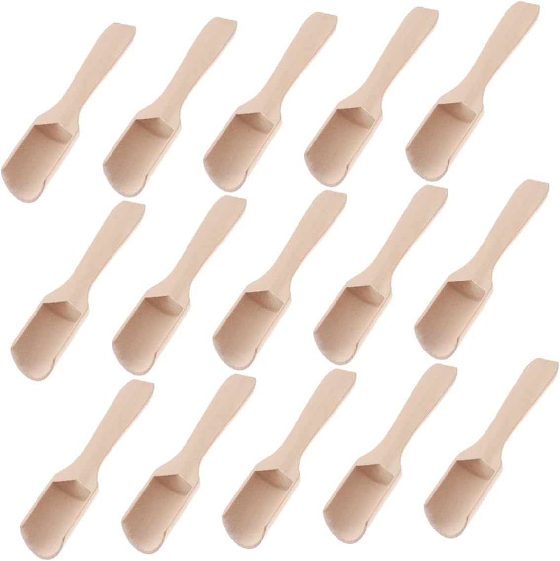 15pcs Wooden Tea Shovels and Salt Spoons Flat Handle Scoop 2.8x11cm Food-grade Wood Tea Scoop Set for Kitchen Dining and Brewing