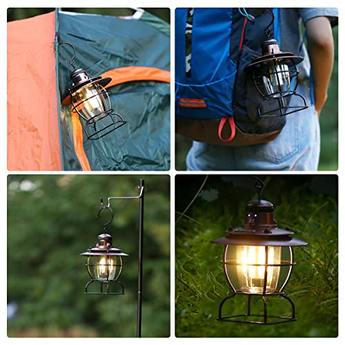 Rechargeable Camping Lantern Retro Style Lantern Light With 3 Lighting Modes Used As Power Bank For Outdoors Power Outages Tent Hurricane Emergency Hiking Fishing Farmhouse Home Decor Bronze #TOP7