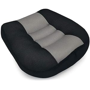 Car Driver’s Seat Cushion, Car Seat Booster Cushion, Shorty Adult Booster Seat Cushion for Short Drivers, Increases Visibility 4.7 Inches, Non-Slip and Stable, Great for Trucks, Cars (Black Gray)