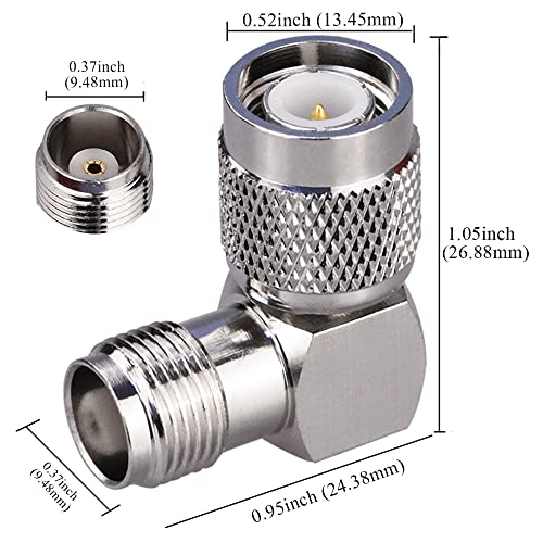 TUOLNK 2 Pack Adaptador Coaxial Ángulo Recto TNC Macho-Hembra miniatura 2