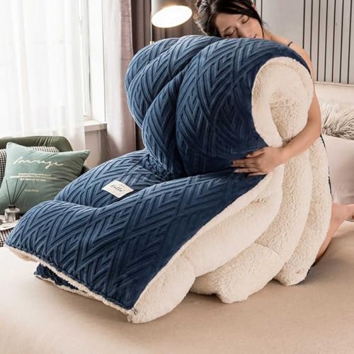 YWQJL Edredon Gonflant Duvet Couette Lourde Et Chaude Couverture Polaire Doux Et Confortable Couette en Tissu De Cachemire 220x240 Couverture Hiver...
