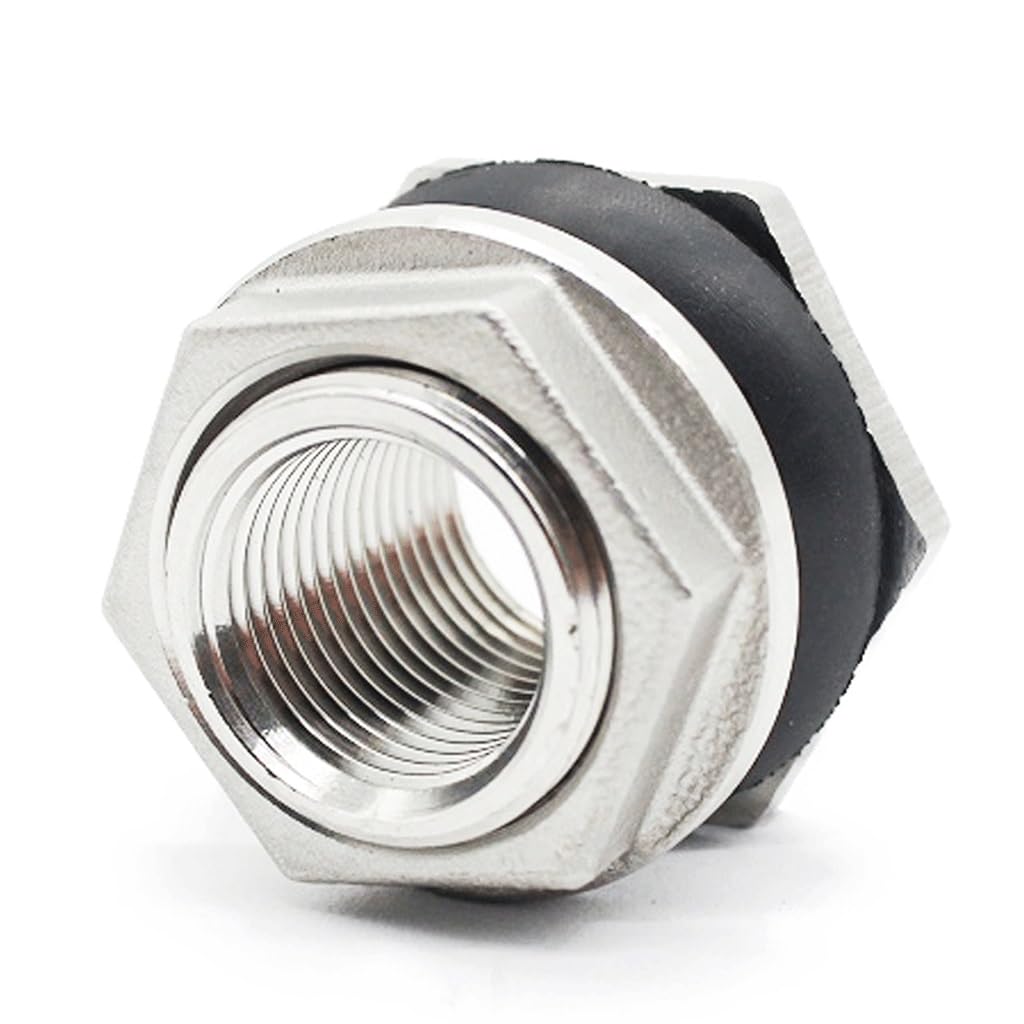 Water Tank Connector Stainless Steel, BSP Female Thread Bulkhead Water Tank Connector Stainless Steel Adapter Fitting(DN50)