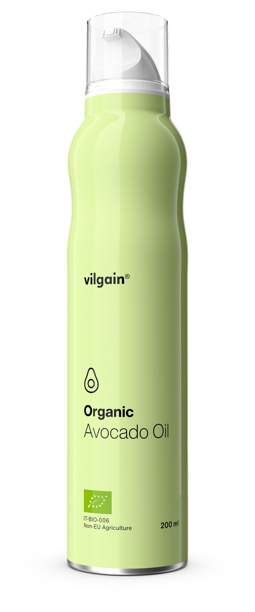 Vilgain Organic Avocado Oil Spray (200 ml) – Natural Edible Oil Spray For Cooking & Baking, Heat-Resistant Oil With High Smoke Point, Ideal For Airfryer & Cold Kitchen